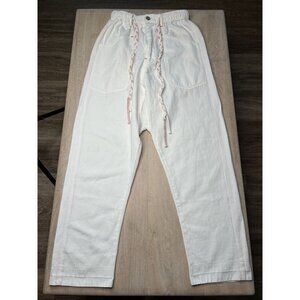 Dr. Collectors Hollywood Drop Crotch Carpenter Pants White Cotton Linen Medium